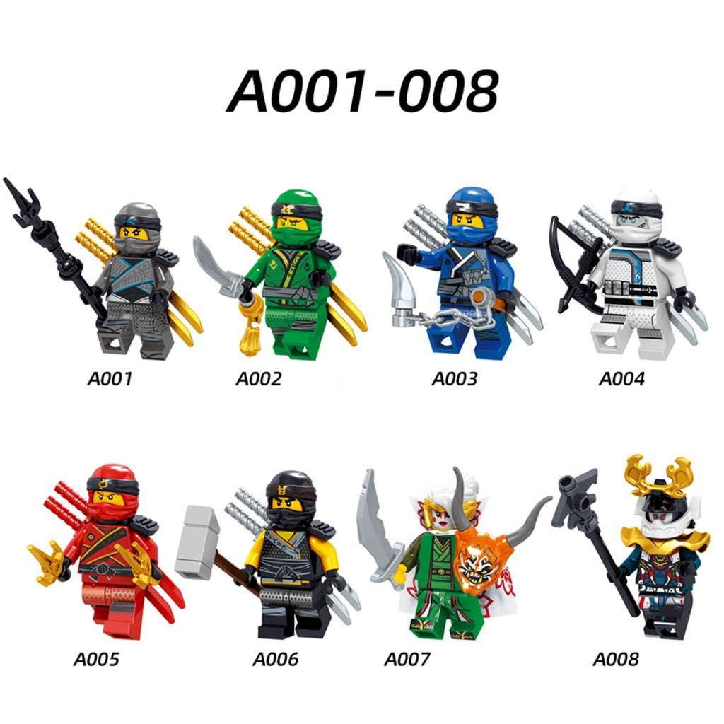 LEGO Ninjago Elemental Ninja Minifigs – Pack of 8 (A001–008)