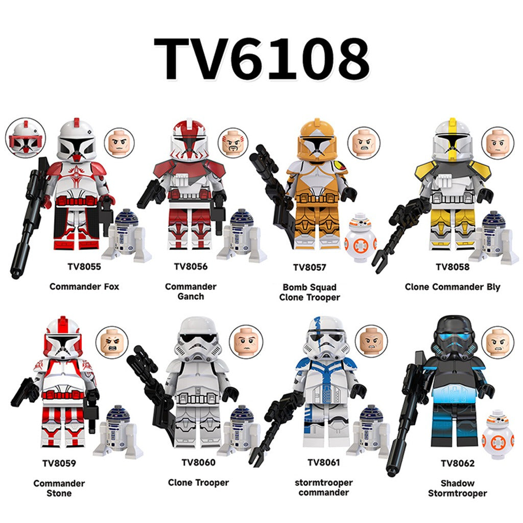 Star Wars Clone Commanders & Troopers Minifigs – Pack of 8 (TV6108)
