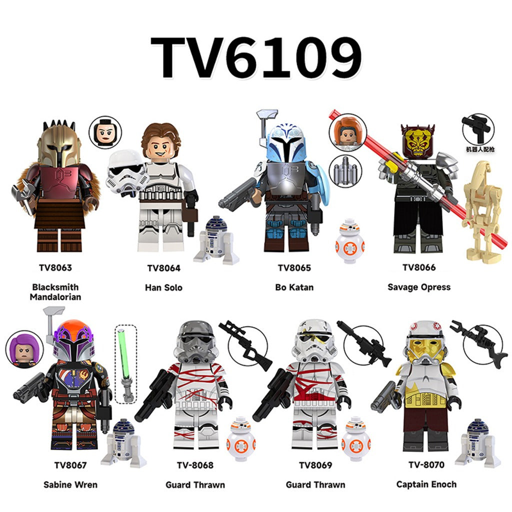 Star Wars Mandalorian & Clone Troopers Minifigs – Pack of 8 (TV6109)
