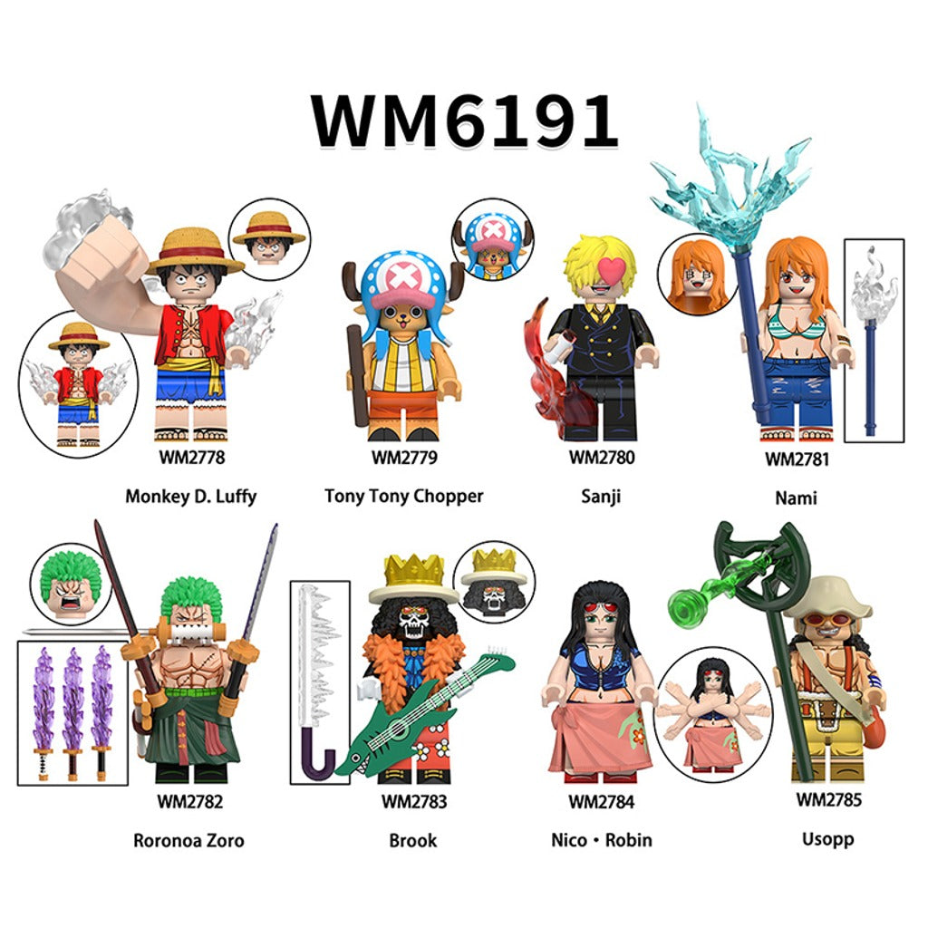 One Piece Straw Hat Pirates Minifigs – Pack of 8 (WM6191)